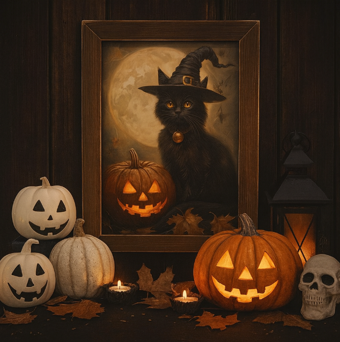 Halloween Night Cat Framed Print