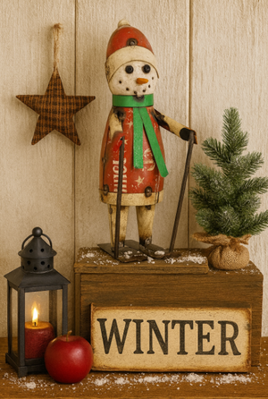 Recycled Metal Skiing Stuart Snowman