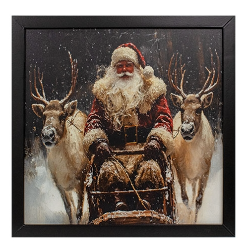 Snowy Santa & Reindeer Framed Print