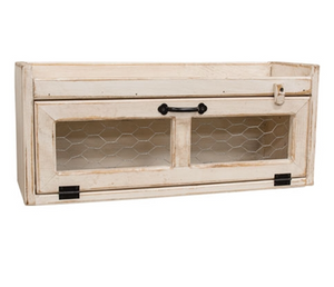 White Counter Box with Chicken Wire Door