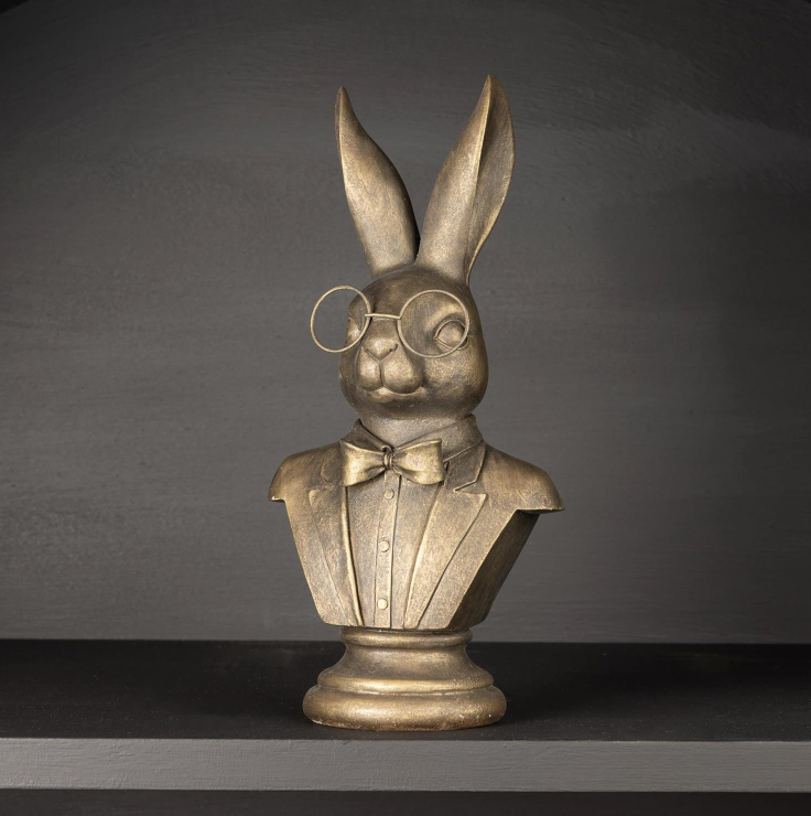 Bespectacled Rabbit Bust Figurine