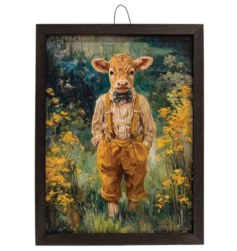 Handsome Bull in Bibs Box Frame
