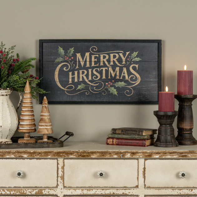 Black & Gold Merry Christmas Sign