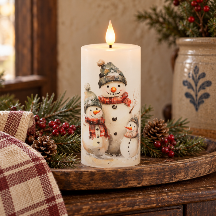 Snowman Family Timer Pillar – 6”