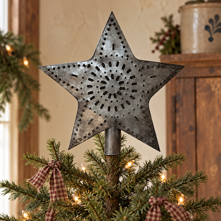 Black Tin Star Tree Topper