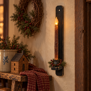Black Wooden Wall Taper Sconce – 18”