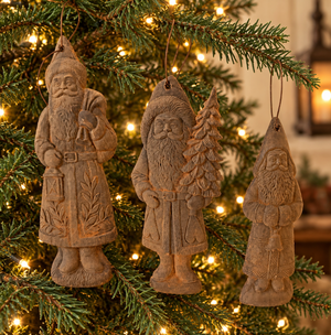 Handmade Antiqued Belsnickel Santa Ornaments – Set of 3