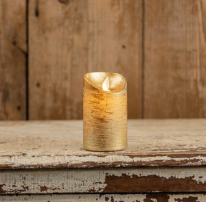 Moving Flame Gold Pillar Candle