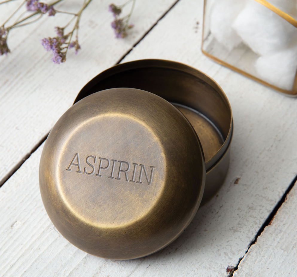 Antique Brass Aspirin Pill Box