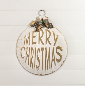 Gold & White Merry Christmas Sign