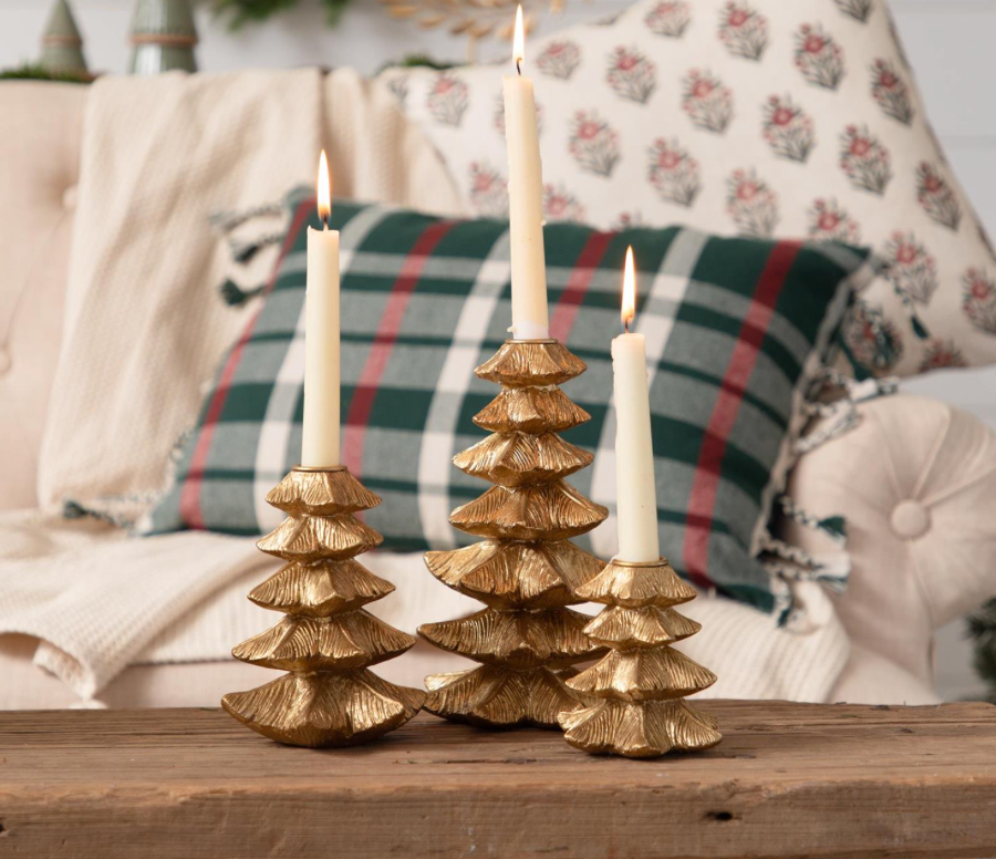 Gold Christmas Tree Candle Holder