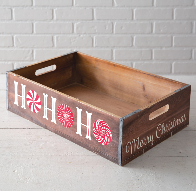 Ho Ho Ho Holiday Wood Crate