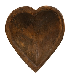 Carved Wood Sweet Heart Dough Bowl