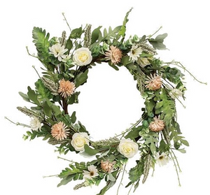 Mixed Antiqued Daisy & Rose Wreath