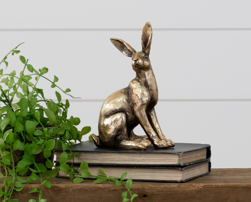 Sitting Brass Tone Bunny