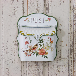 Flower & Birds Metal Post Box