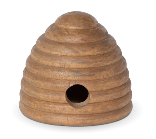 Large Carved Wood Tabletop Beehive