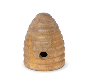 Small Carved Wood Tabletop Beehive