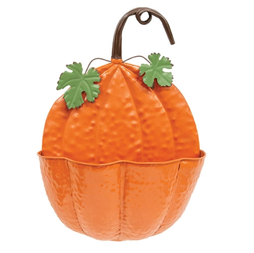 Painted Metal Pumpkin Wall Pocket