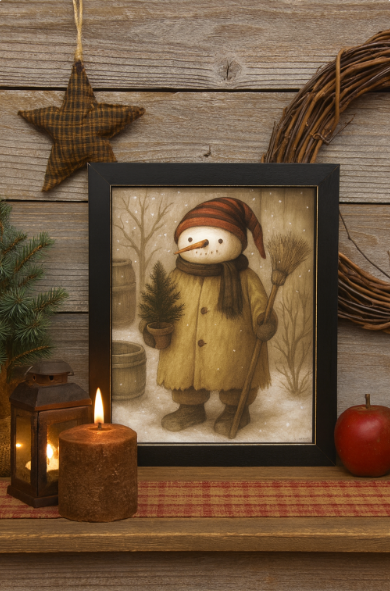 Woodland Snowman w/Broom