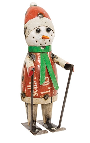 Recycled Metal Skiing Stuart Snowman