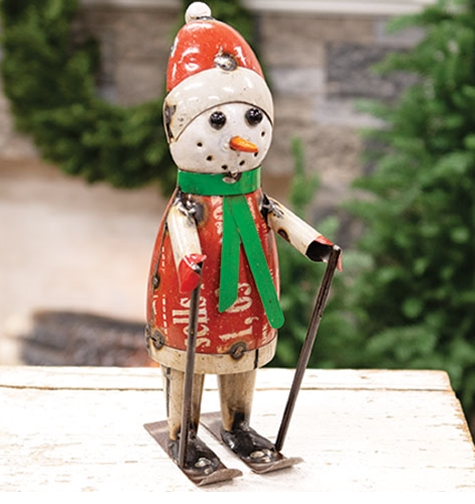 Recycled Metal Skiing Stuart Snowman