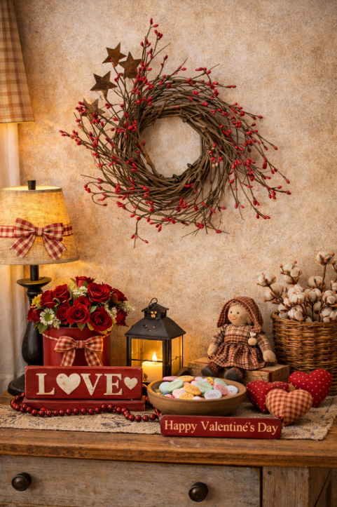 Red Pip & Star Twig Wreath