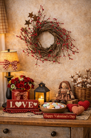 Red Pip & Star Twig Wreath
