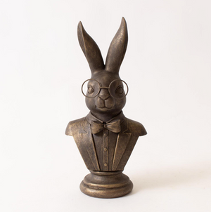 Bespectacled Rabbit Bust Figurine
