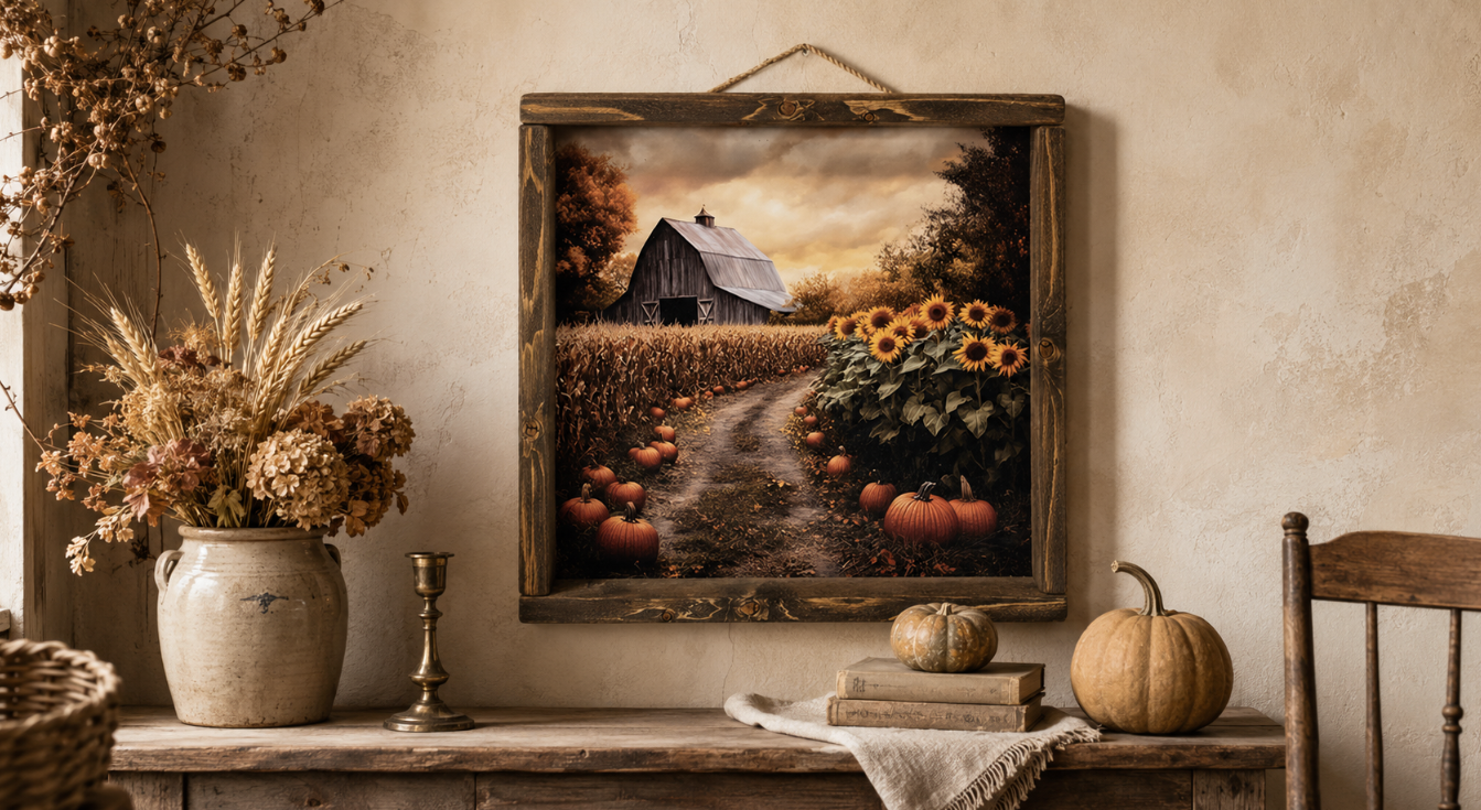 Sunset Harvest on the Farm Framed Print
