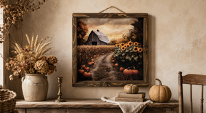 Sunset Harvest on the Farm Framed Print