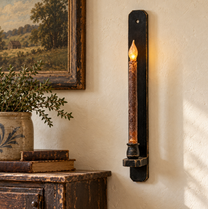 Black Wooden Wall Taper Sconce – 18”