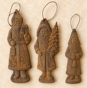 Handmade Antiqued Belsnickel Santa Ornaments – Set of 3