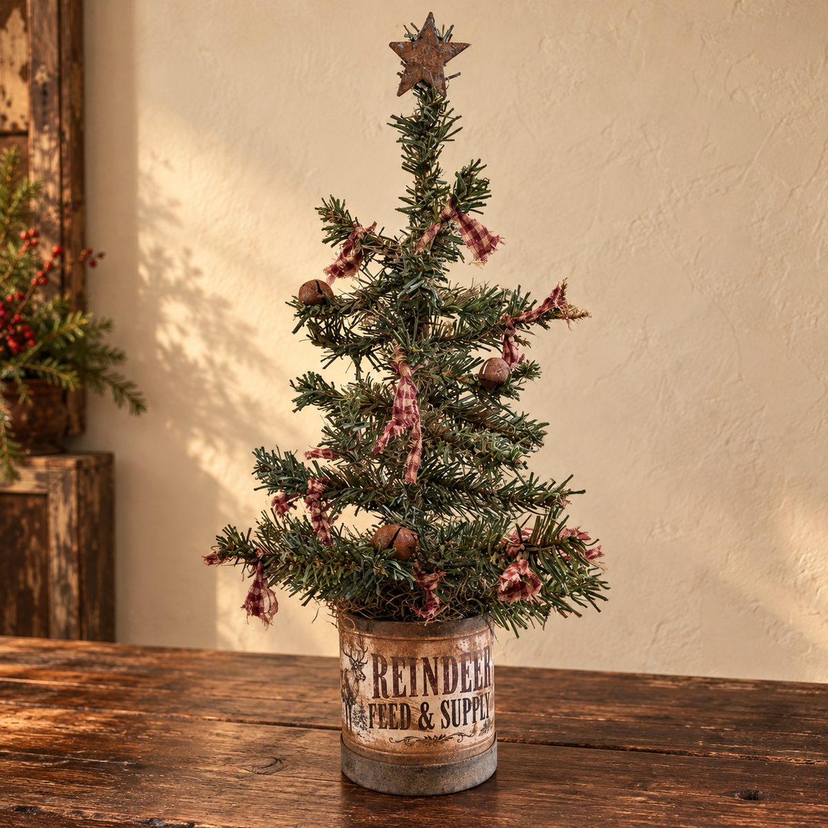 Handmade Reindeer Feed & Supply Primitive Christmas Tree