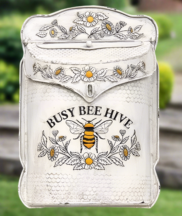 *Busy Bee Hive Distressed Metal Post Box - Creating Country Decor