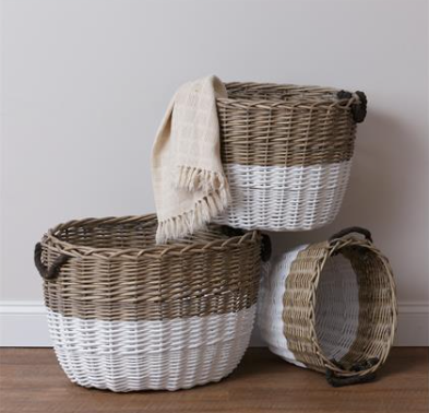 Oval Two-Tone Basket set of 3