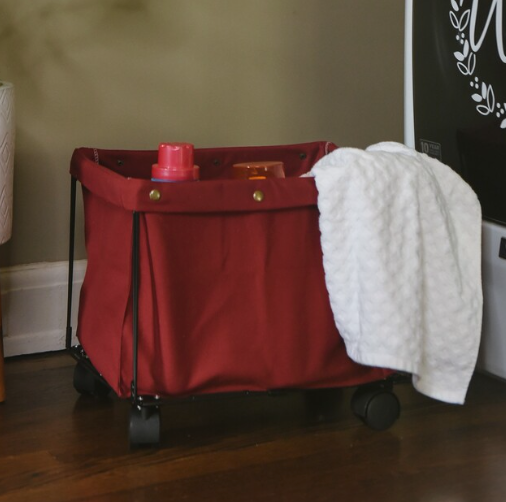 *Dark Red Canvas Rolling Laundry Cart