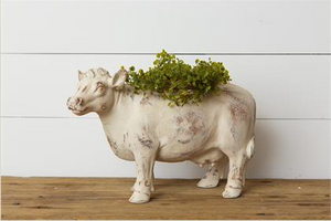 Distressed Cow Planter