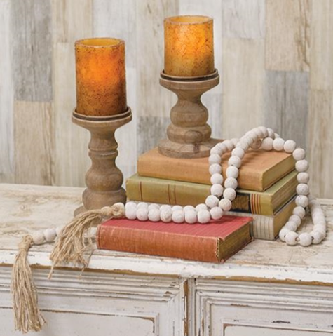 *Guirlande nouée à pampilles en perles délavées blanches