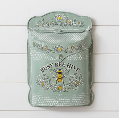 Busy Bee Mailbox - distressed green