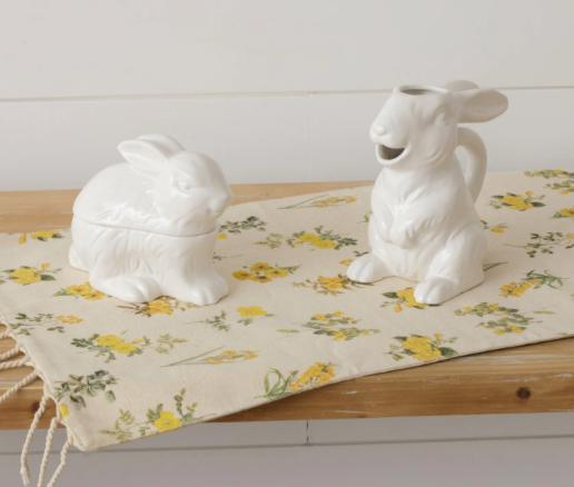 *Juego de crema y azúcar de conejo de cerámica