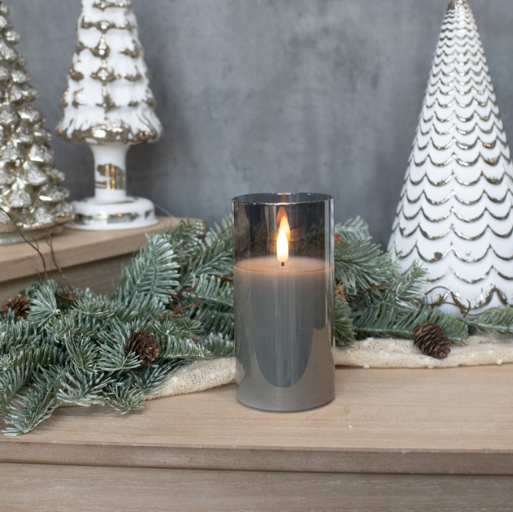*Charcoal Glass 3D Flam Candle