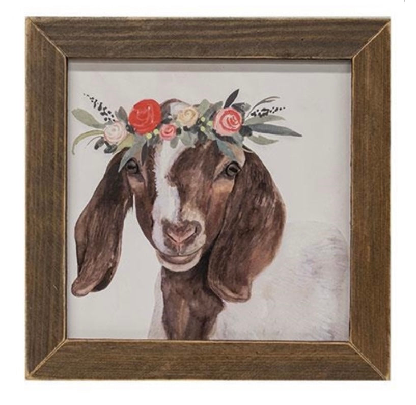 *Impresión enmarcada de cabra de jardín